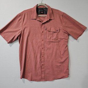 Wrangler ATG Button Shirt Mens L Red Short Sleeve Vented Performance‎ Utility